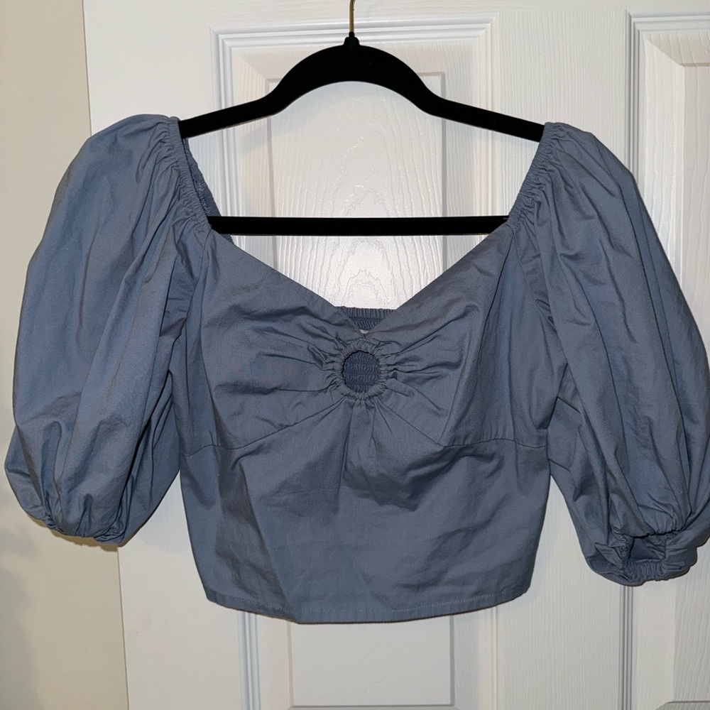 Abercrombie Blue Puff Sleeve Top